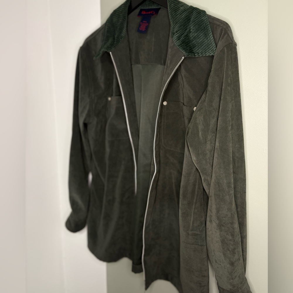 Denim&Co Green Jacket with Corduroy Collar